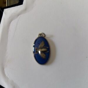 Charm Blue Oval Bee Charm Pendant